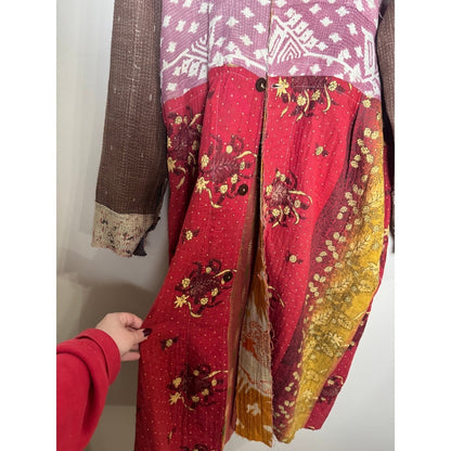 JADED GYPSY Patchwork Kantha Quilted Duster Coat Kimono Boho Festival