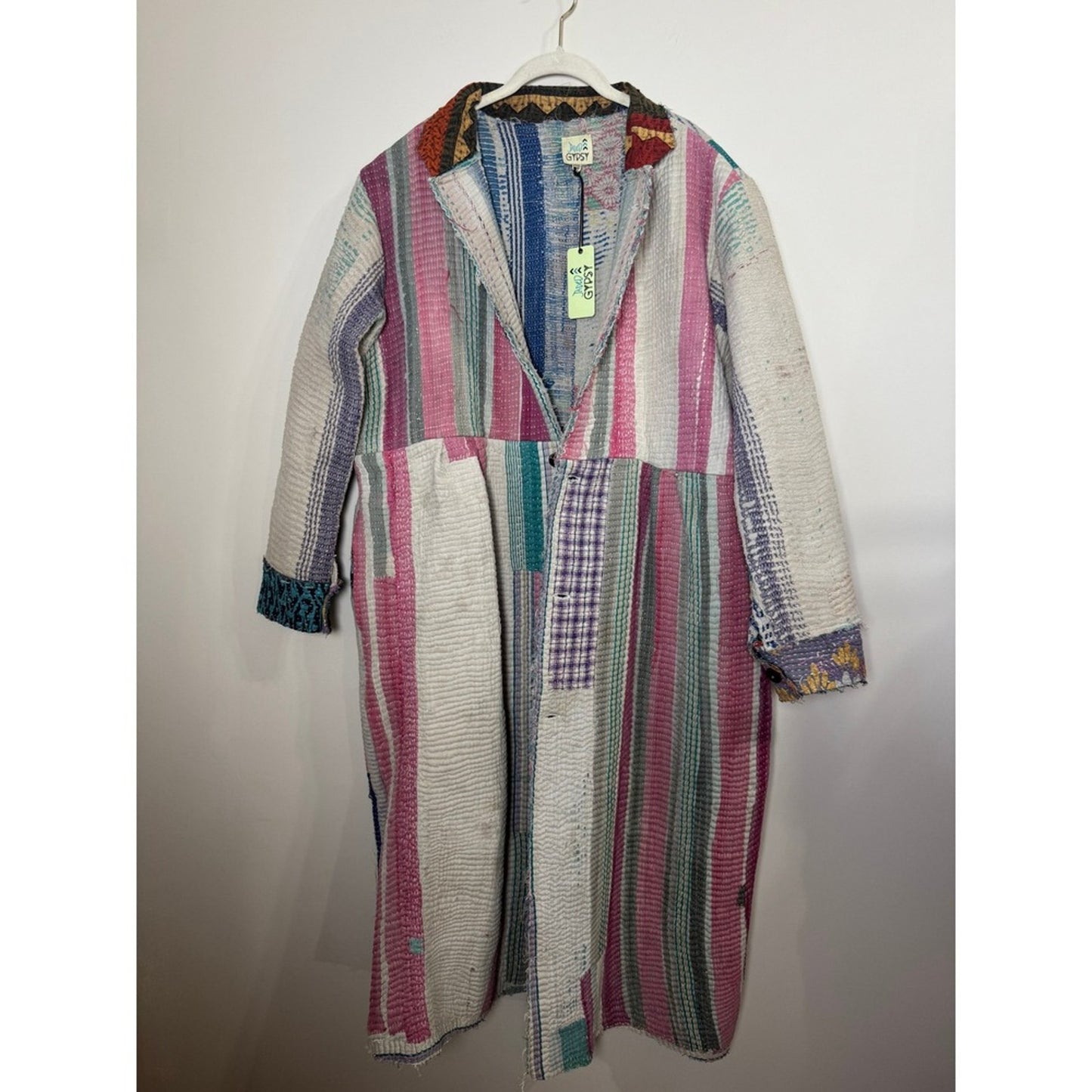 Jaded Gypsy Patchwork Quilted Duster Coat Long Sleeve Boho Festival