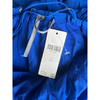 NEW NWT Anthropologie Tiered Ruffle High Low Midi Dress Royal Blue Size XS