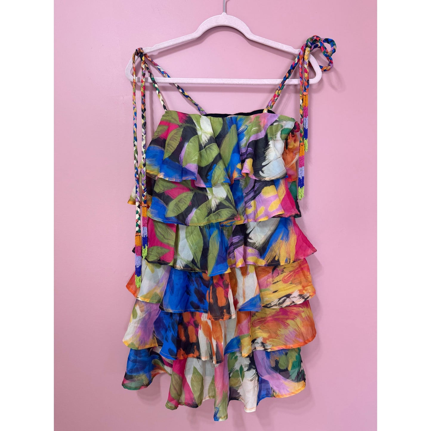 NEW Show Me Your Mumu Rowan Ruffle Mini Dress Midnight in Rio Size XS