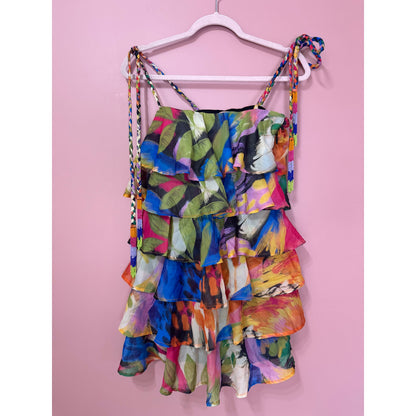 NEW Show Me Your Mumu Rowan Ruffle Mini Dress Midnight in Rio Size XS