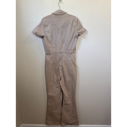 Free People We The Free Marci Denim Jumpsuit Flare Leg Tan Coverall XL NEW