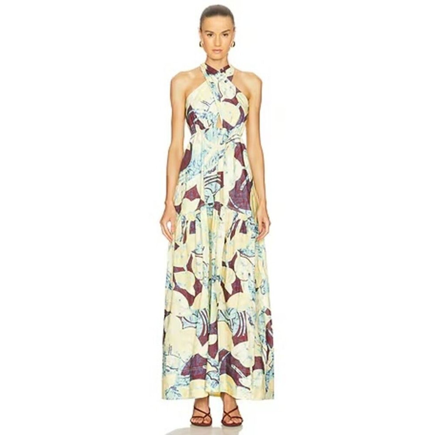 A.L.C‎ Veronica Dress in Carob & Chardonnay Size 4 Maxi Poplin Summer Party
