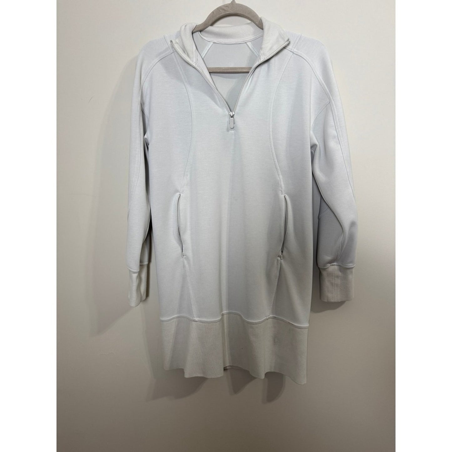 Lululemon Scuba Half-Zip Dress Bone Off-White Mini Sweatshirt Dress Size 2