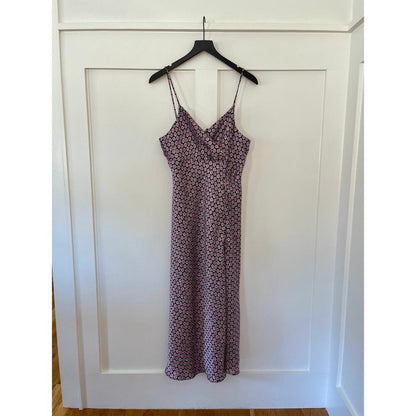 Zara Satin Effect Slip Midi Dress‎ Black/Pink Floral Size XL