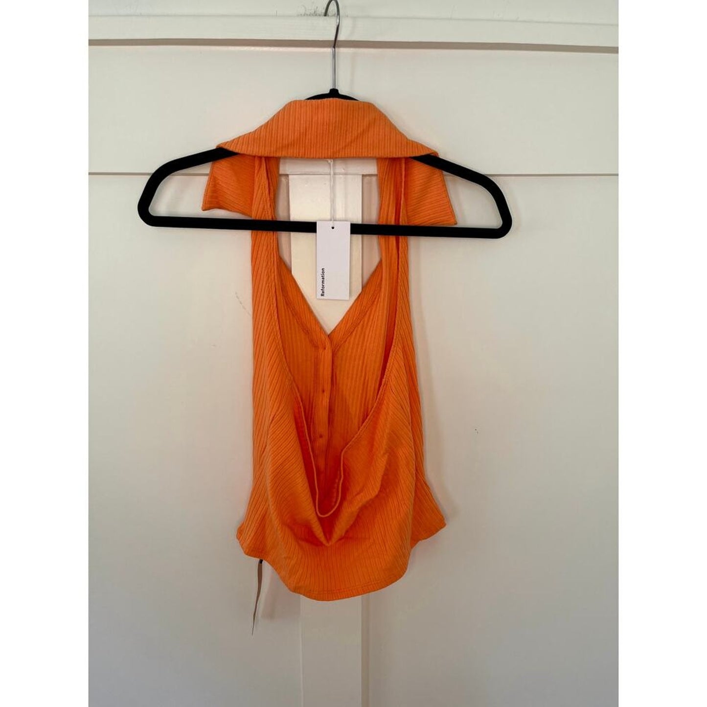NEW NWT Reformation Bryleigh‎ Knit Halter Top Tangerine Size Large
