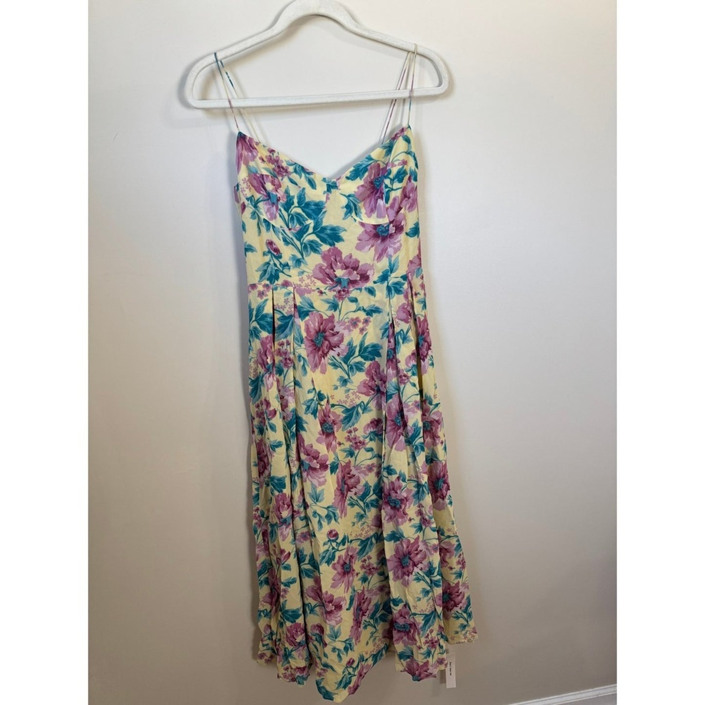 Reformation Jaelyn Floral Midi Dress Yellow Purple Smocked Back Size 10