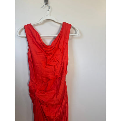 ALC Delfine Orange Silk Blend Cowl Neck Knotted Draped Midi Dress NEW