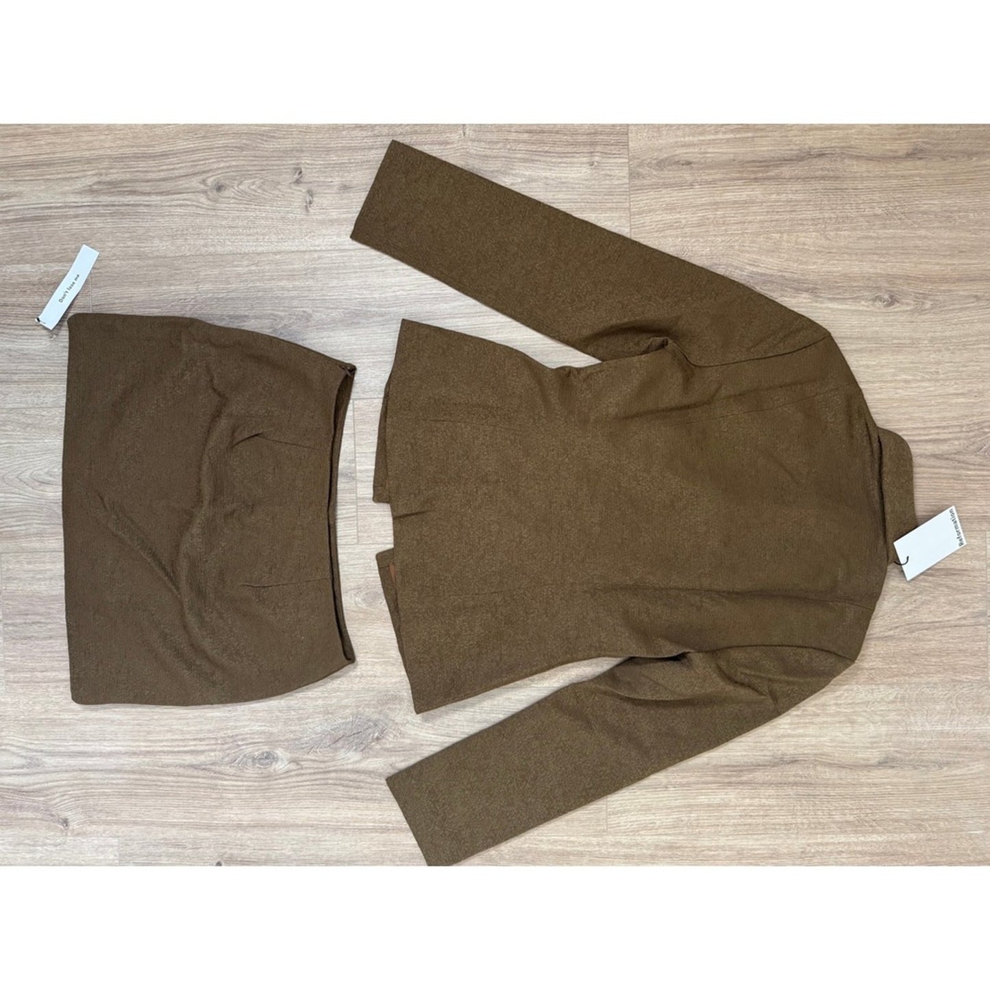 Reformation Olive Brown Textured Two Piece Skirt Set Jacket Mini Skirt NWT
