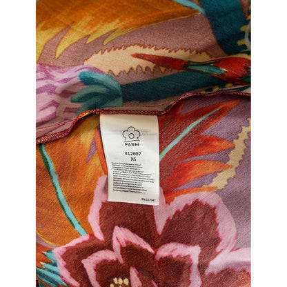 Farm Rio Maxi Dress Tropical Floral Print Spaghetti Strap Silk Blend XS