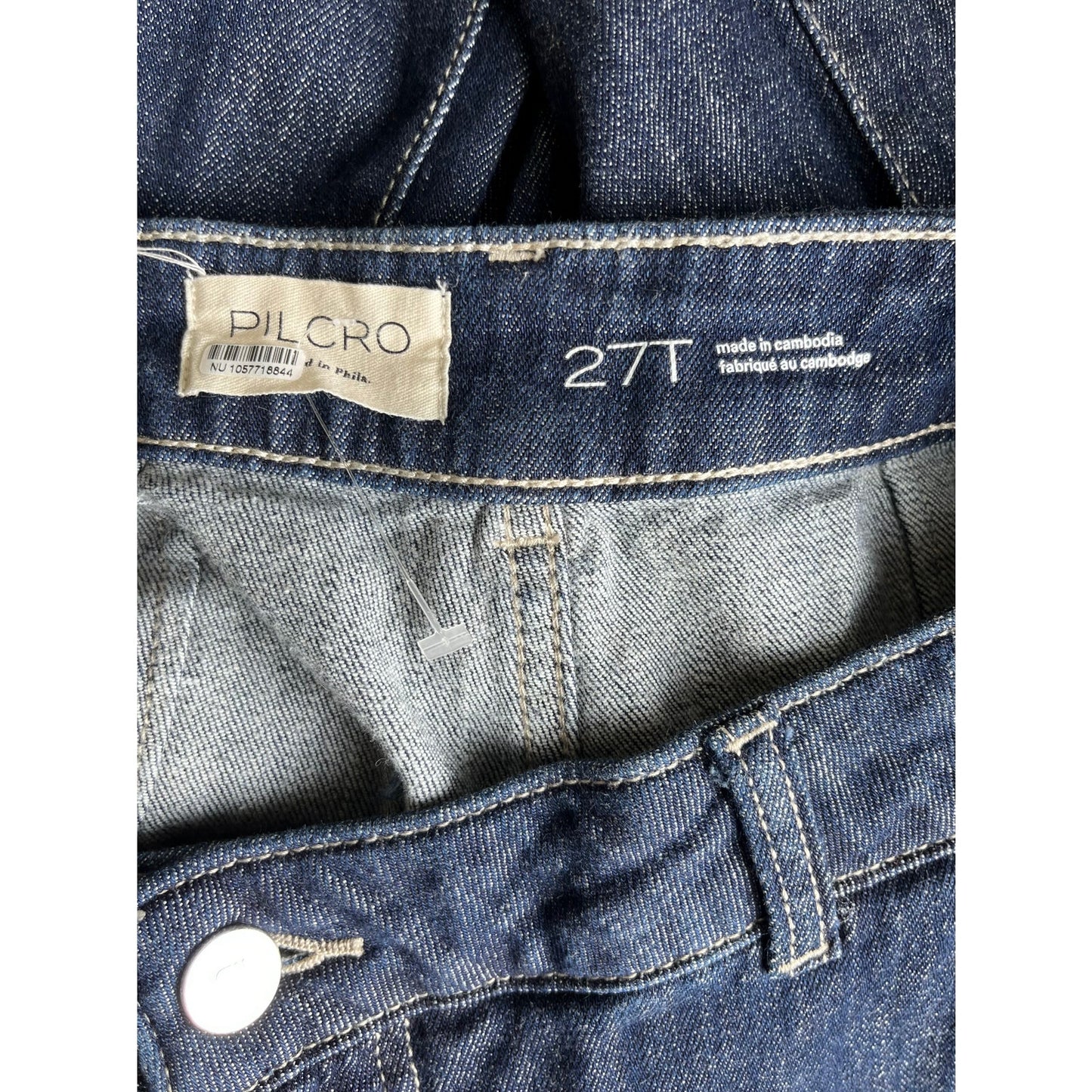 NEW Pilcro Anthropologie Seamed Sport Low-Rise  Cargo Jeans Blue Size 27 Tall