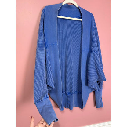 Free People FP One Deva Shrug Waffle Knit Cardigan in Blue Size‎ XS/S