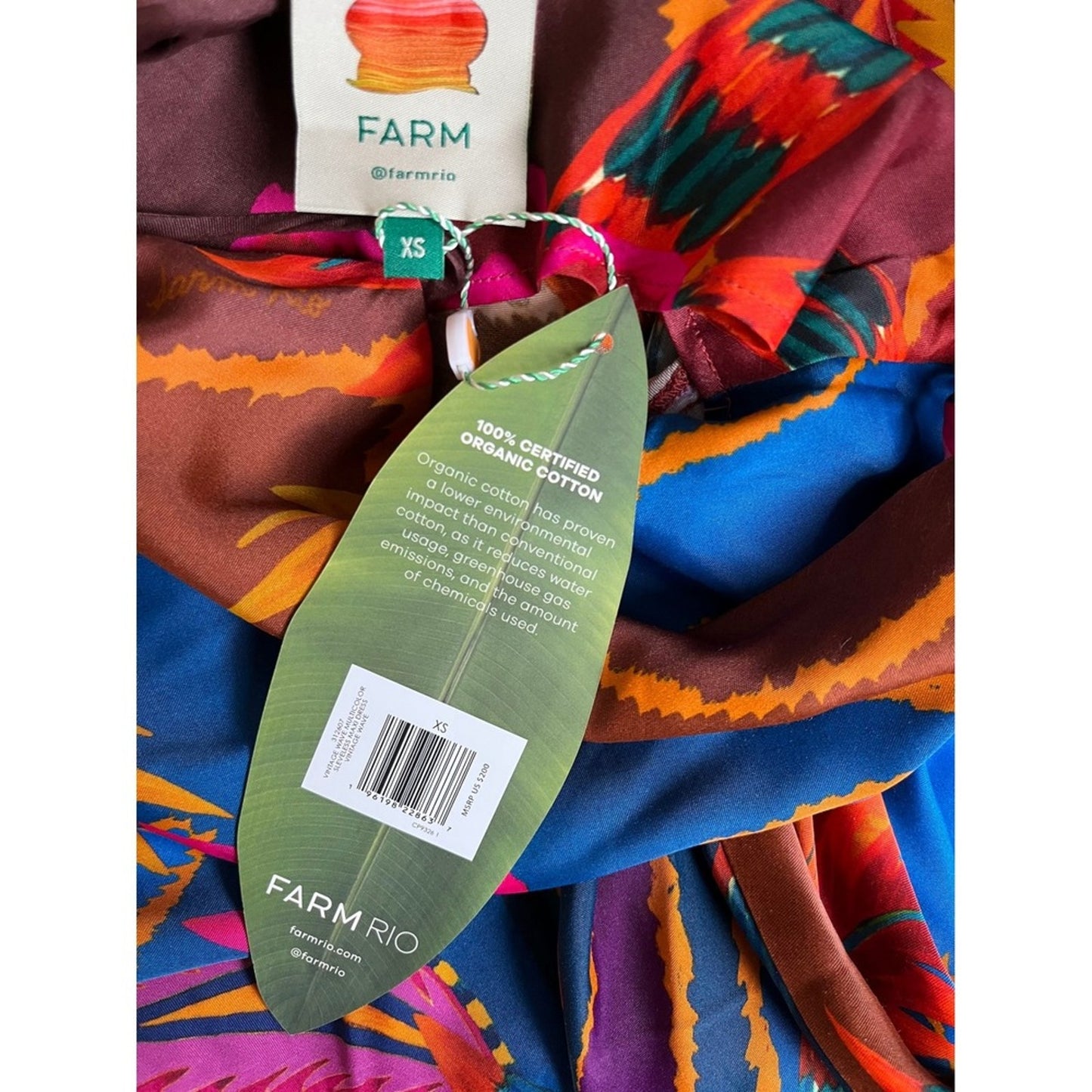 Farm Rio Maxi Dress Tropical Floral Print Spaghetti Strap Silk Blend XS