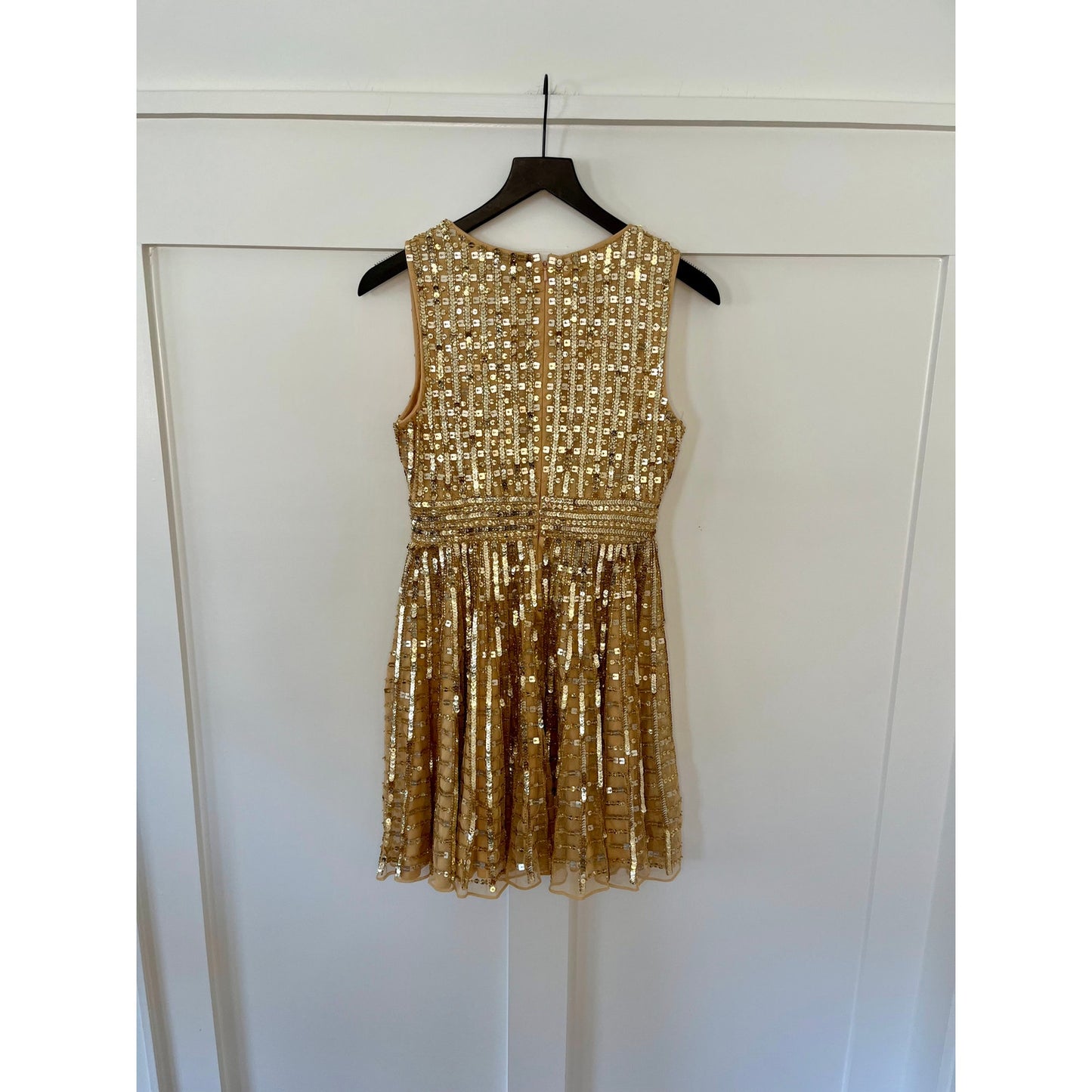 Mac Duggal Mini Beaded Gold Dress Size 4 Style 10982
