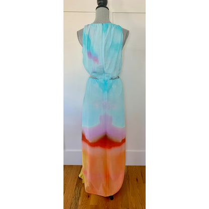 Jonathan Simkhai Alfie Maxi Dress in Sunset Blur Orchid Large Tie Dye Lined