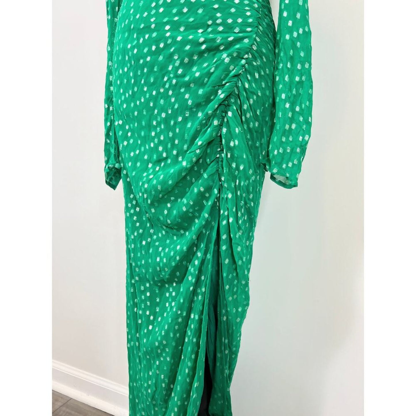 Rococo Sand Elna Maxi Dress in Green Size XS Metallic Side Slit Lined‎ Party
