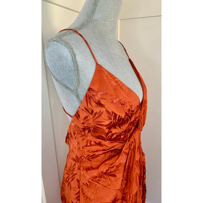 Significant Other Mae Maxi Dress in Clay Orange Size 10 Floral Embossed V-Neck