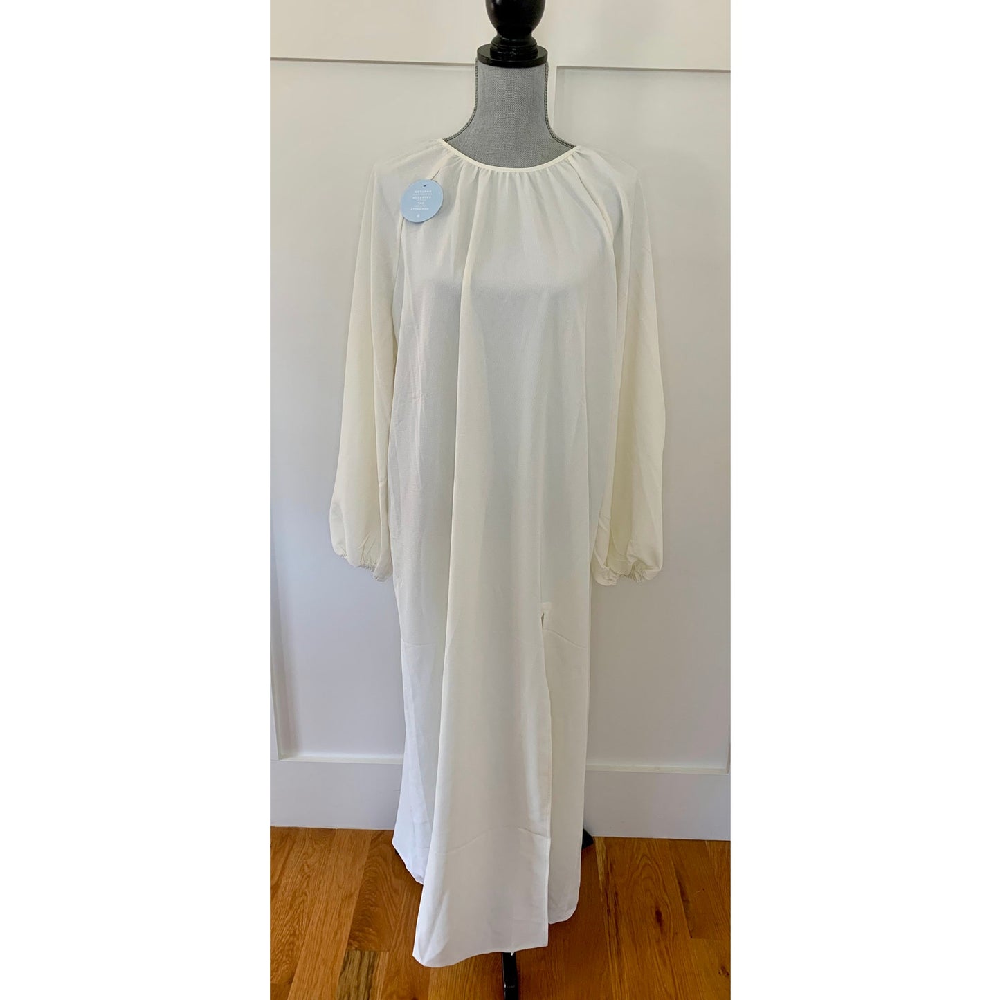 Hill House The Simone Dress in Coconut Milk Size XL Long Sleeve Tie Lace Back