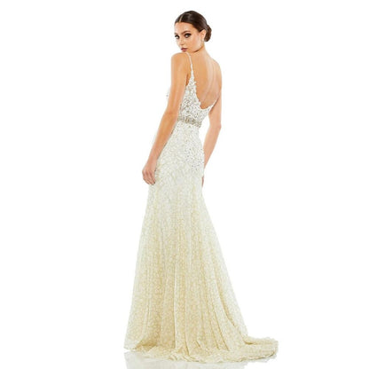 NEW NWT Mac Duggal A79341 Applique‎ Sleeveless Gown Ivory Size 16