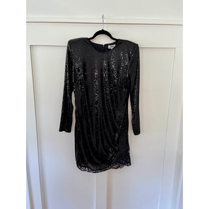 L'Agence Alba Long Sleeve Mini Sequin Dress Black Size 12