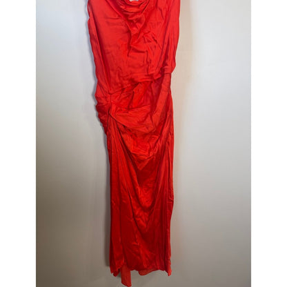 ALC Delfine Orange Silk Blend Cowl Neck Knotted Draped Midi Dress NEW
