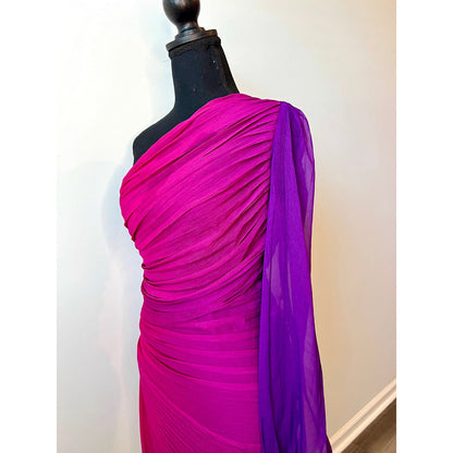 Rococo Sand Paige Long Dress in Pink/Purple Ombre Size XS One Shoulder Ruched