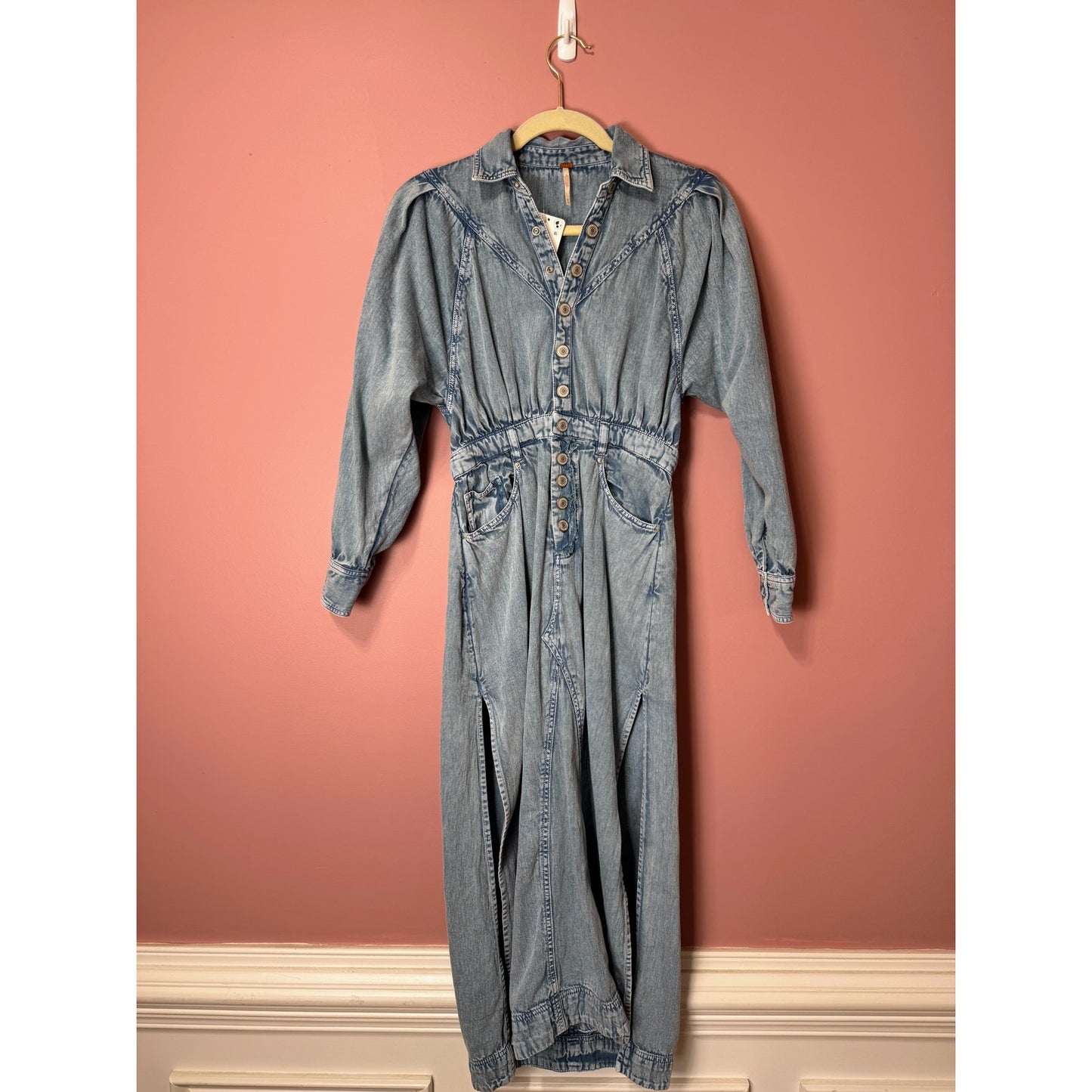 Free People Mad Love Denim Midi Dress Size XS