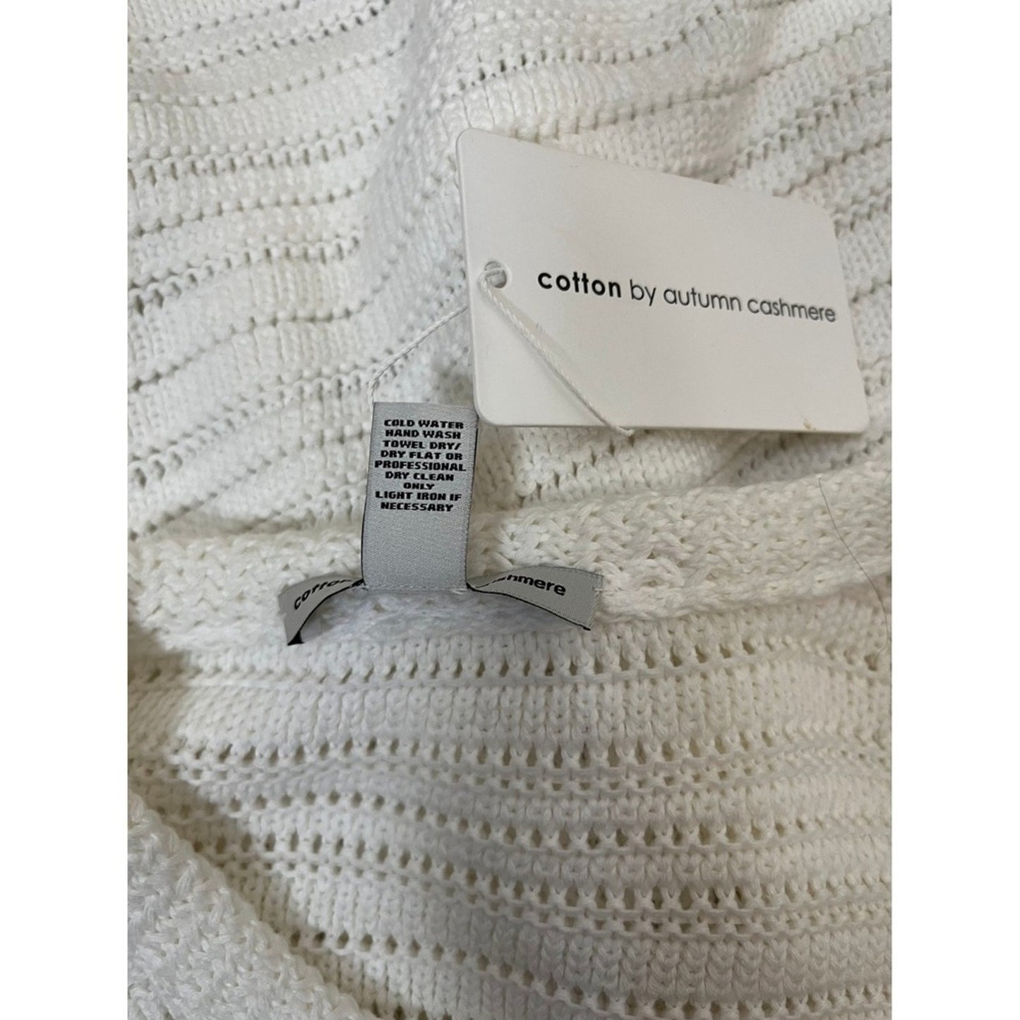 Cotton by Autumn Cashmere White Knit Cropped Cardigan Sweater Large