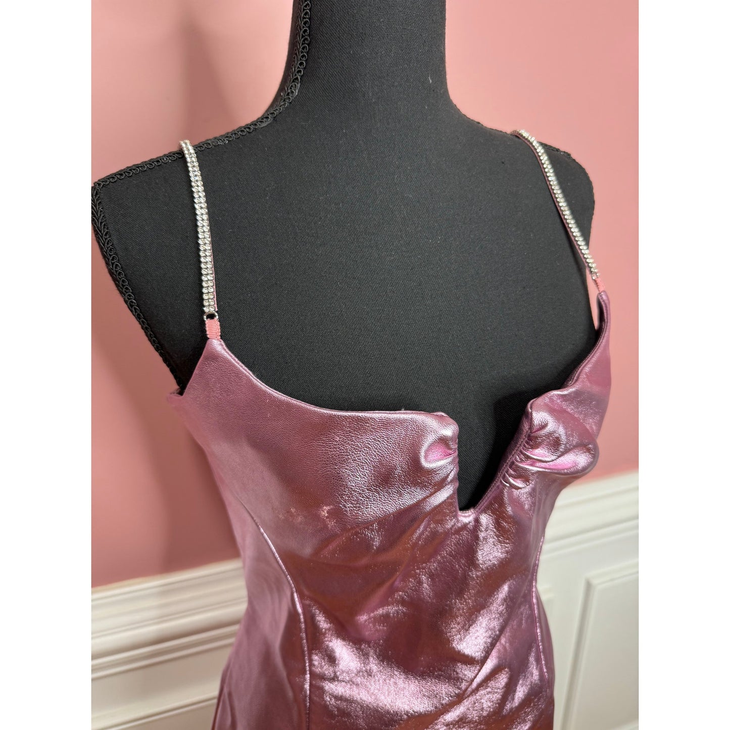 Alix NYC Cruz Mini Dress in Pink Size 8 Sleeveless Faux Leather Spandex Party