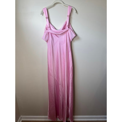 Show Me Your Mumu Rome Maxi Dress Pink Satin Cold Shoulder Bridesmaid Gown Large
