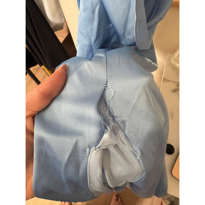 Katie May Los Angeles Blue Satin Cowl Neck Maxi Gown Dress NWT Defect