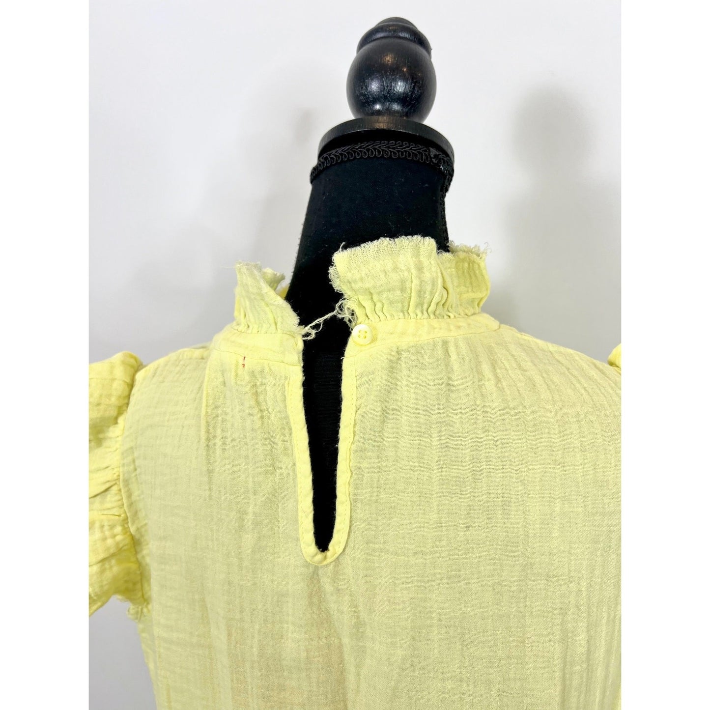 Stark X Midi Dress in Yellow Medium Ruffle Frayed Hem Linen Summer Party