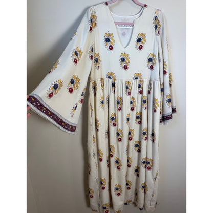 ALIX OF BOHEMIA Cream Floral Print Long Sleeve Maxi Dress Size M