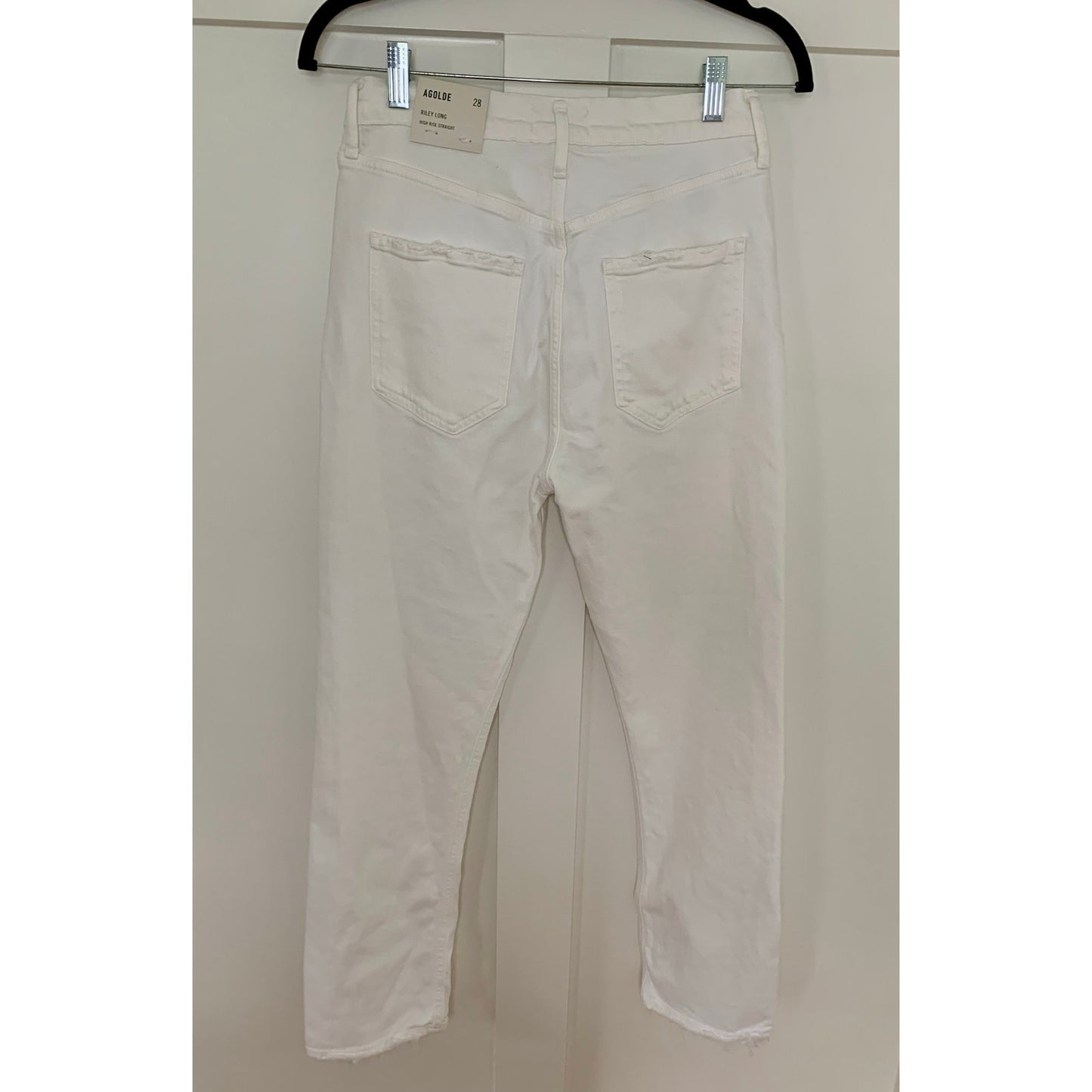 Agolde Riley Long High Rise Straight in Sour Cream Size 28 Denim Button Fly
