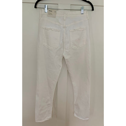 Agolde Riley Long High Rise Straight in Sour Cream Size 28 Denim Button Fly