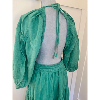 Free People Ibiza Sun Dress Midi in Mermaid Green Medium Long Sleeve Backless