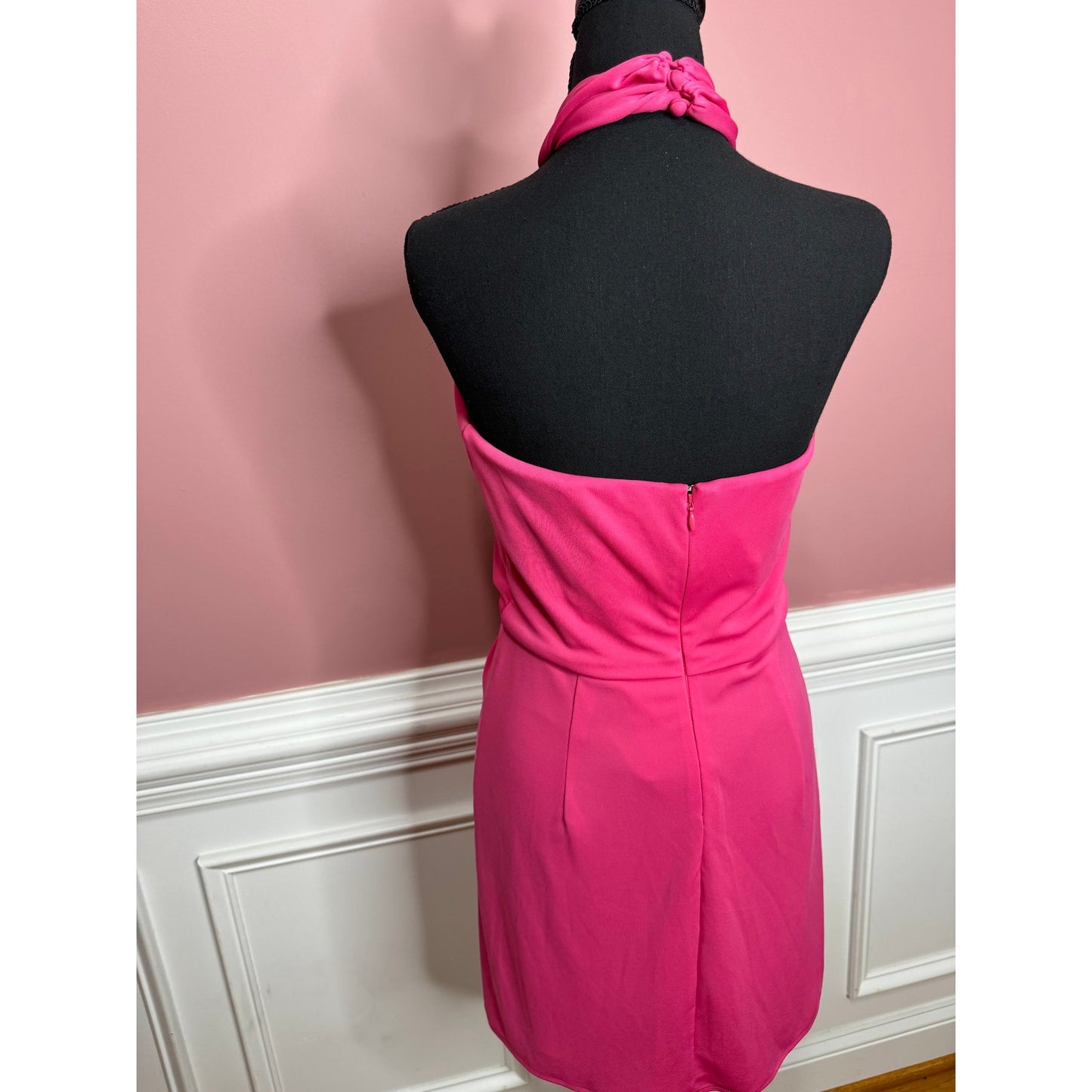 Cinq a Sept Kaily Gathered Mini Dress in Pink Dahlia Size 6 Ruched Stretch