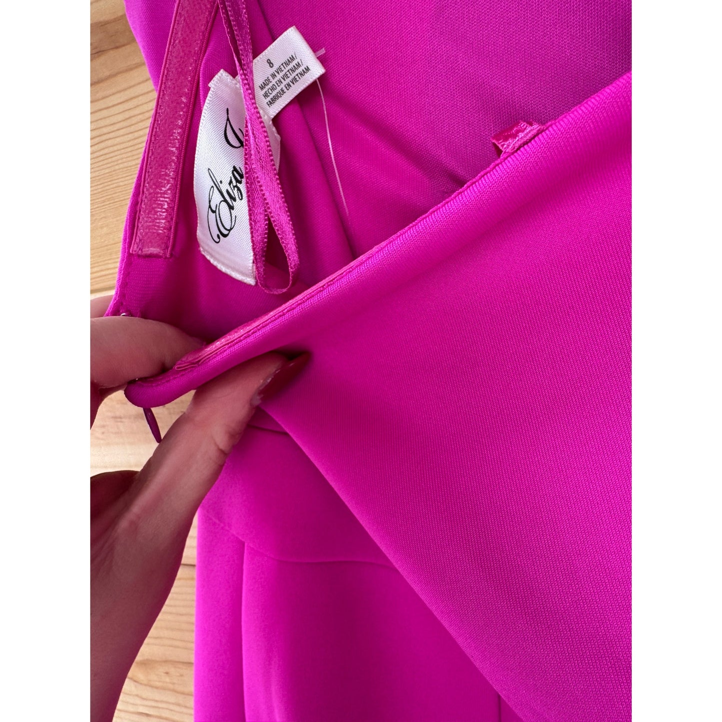 Eliza J Asymmetric Strapless Sheath Dress in Fuchsia Size 8
