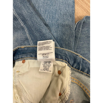 MOTHER Jeans Women's 29 High Waisted Button Fly Frayed Hem Straight Leg Denim