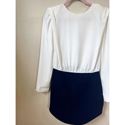 NEW NWT Amanda Uprichard Baldwin Long Sleeve Mini Dress Size Small White Navy