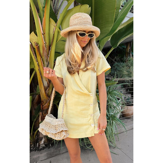 NEW Show Me Your Mumu Bicoastal Blazer Romper Butter Yellow Size Medium