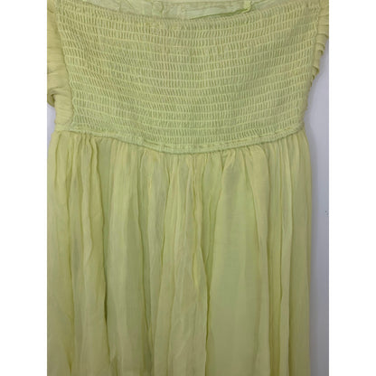 Free People Osiris Mini Dress in Key Lime Pie Large Chiffon Asymmetric Ruched