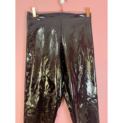 Commando Black Faux Patent High Rise Leggings Size Medium