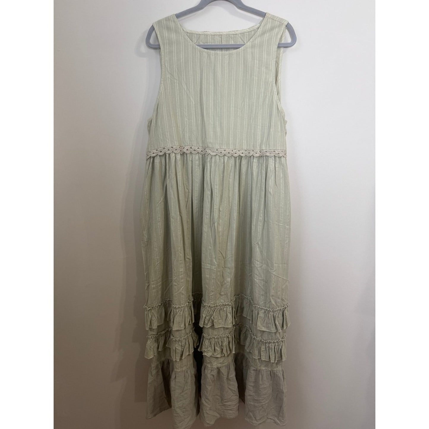 Jaded Gypsy Striped Crochet Lace Ruffle Tiered Duster One Size