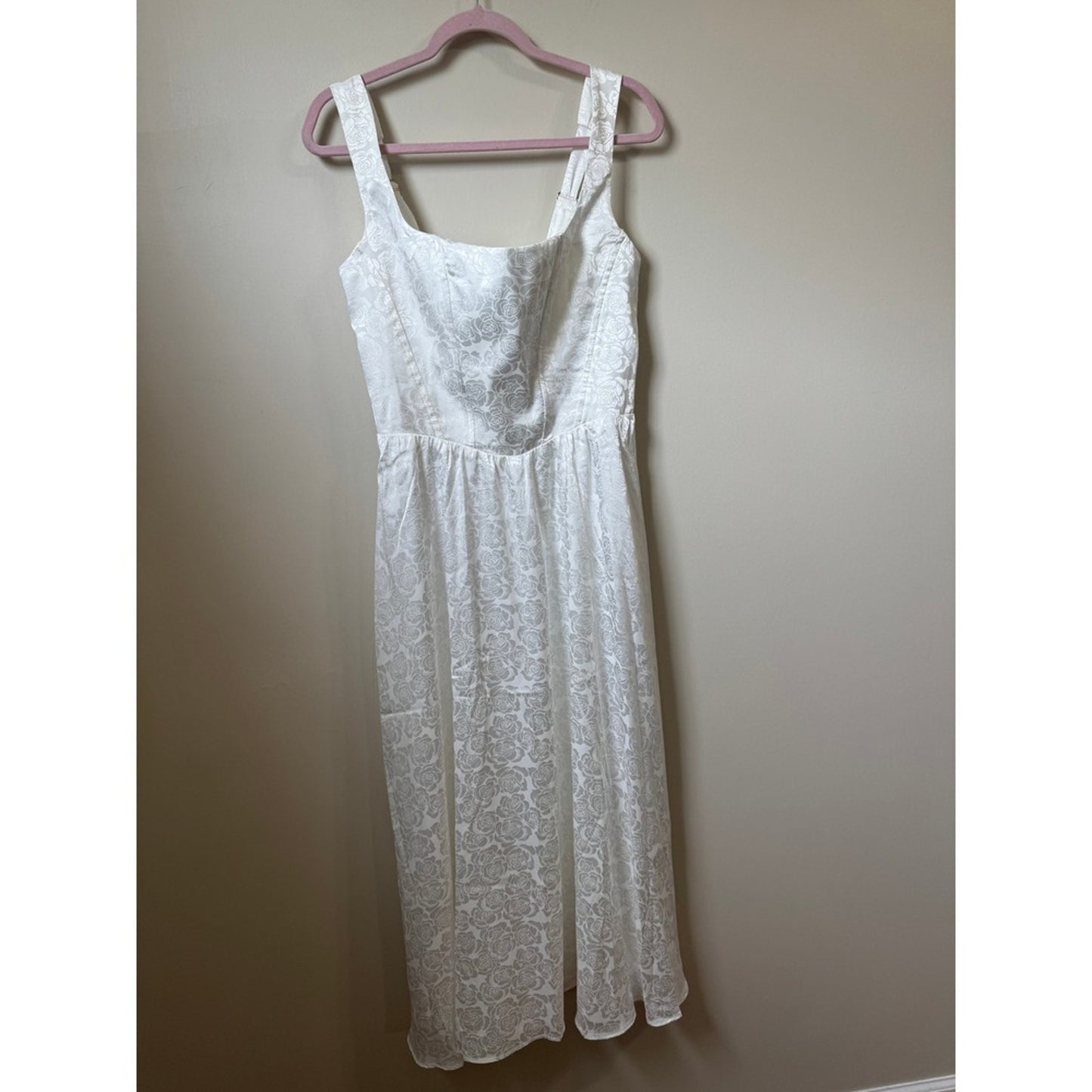 Show Me Your Mumu Midi Dress Square Neck Smocked Back Bridal Summer
