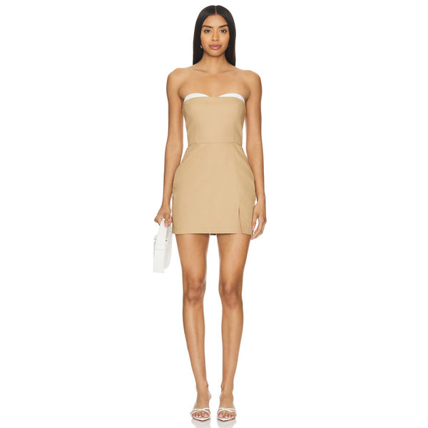 NEW NWT Amanda Uprichard Malene Mini Dress Tan Size Large