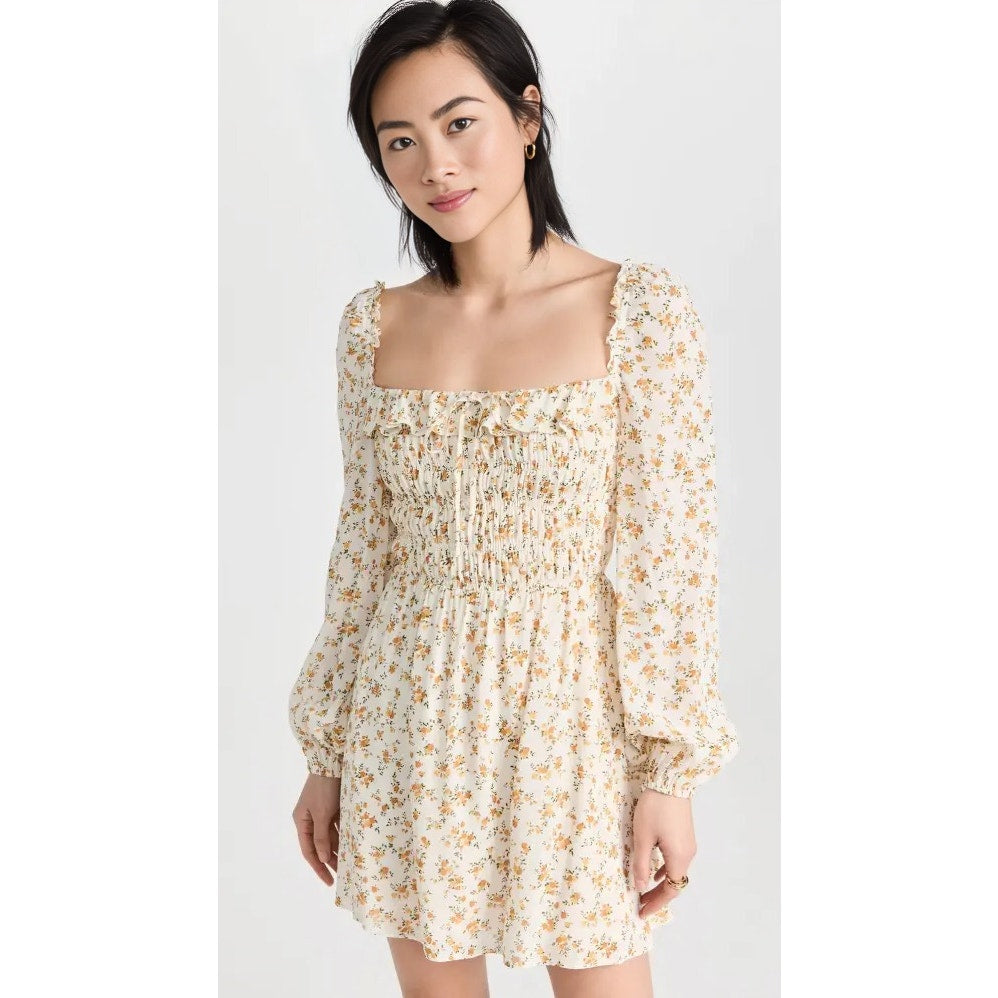 Reformation Morris Mini Dress in Adagio Floral Sz 10 Long Sleeve Pullover Lined