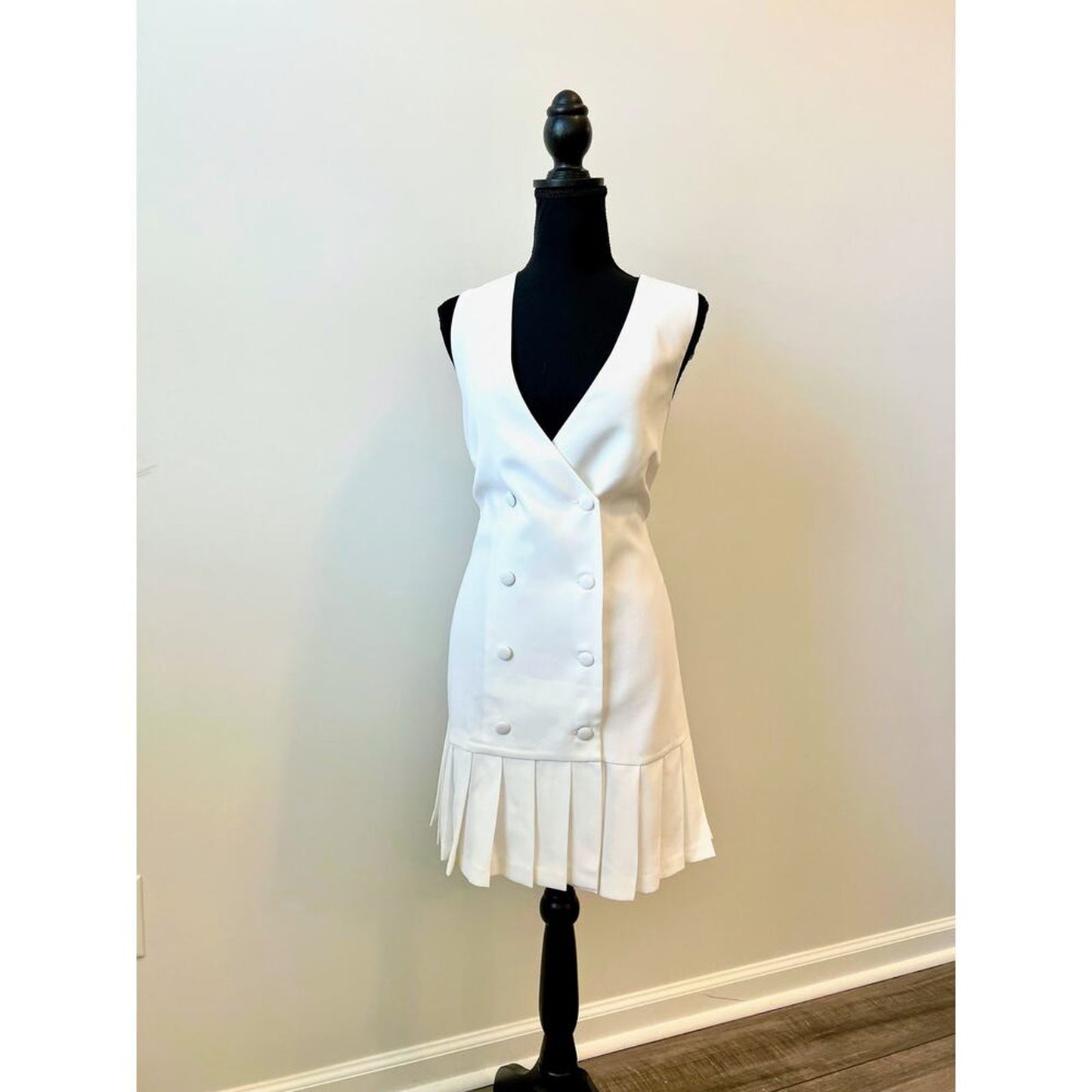 Amanda Uprichard Mesha Mini Dress in‎ Ivory Size XL Sleeveless Button Front