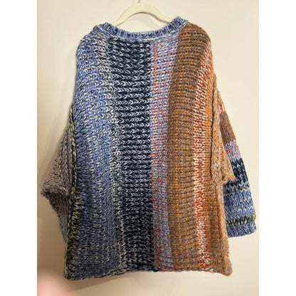 Free People We The Free Blue Stripe Alpaca Blend Chunky Knit Sweater S/P NEW