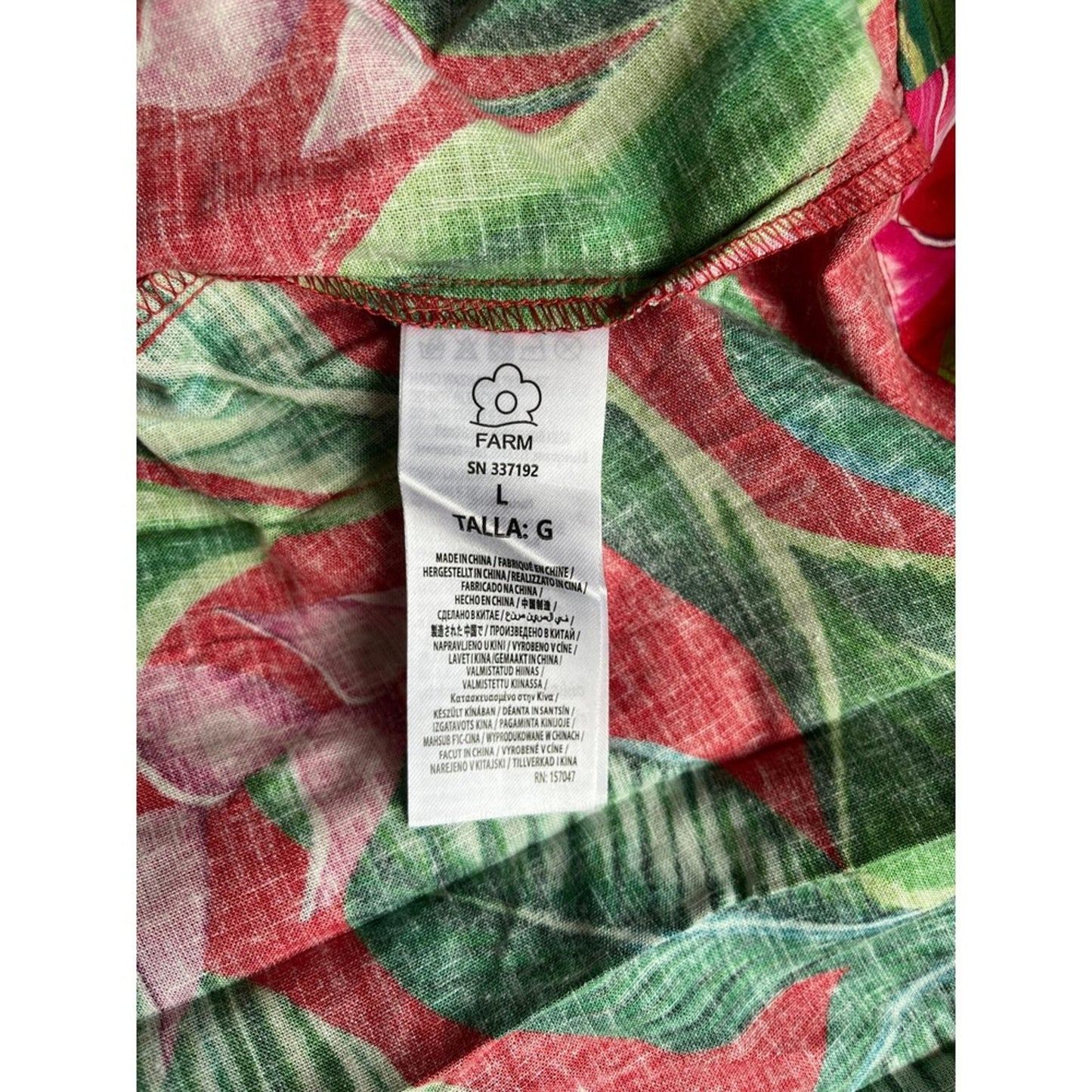 FARM Rio Tropical Maxi Dress Red Green Pink Floral Tie Back Spaghetti Strap